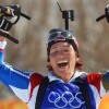 Россиянка Ольга Пылёва (Медведцева) - первая Олимпийская чемпионка в биатлонной гонке преследования на 10 км