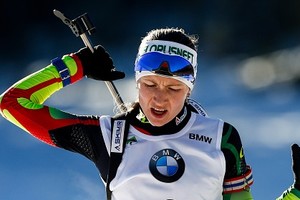 Белорусская биатлонистка Дарья Домрачева выиграла масс-старт на этапе в Оберхофе
