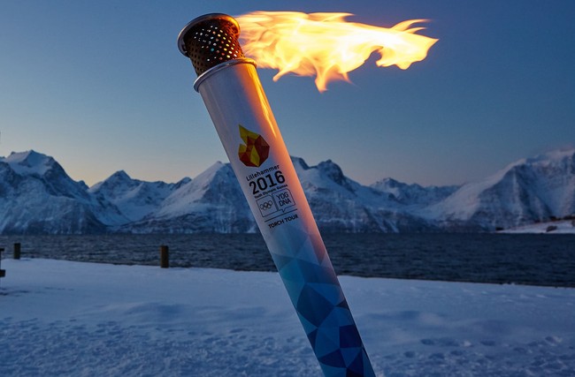 Факел зимней Юношеской Олимпиады-2016 в Лиллехаммере