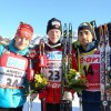 14–12–2013: призёры мужской спринтерской гонки на этапе в Анси слева-направо Ондрей Моравец (2 место), Йоханнес Бё (1), Мартен Фуркад (3)