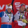 15–12–2013: призёры мужского спринта на этапе в Давосе слева-направо финн Мартти Юлхае (2), норвежец Андерс Глоэрсен (1), россиянин Сергей Устюгов (3)