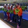 призёры в женском командном спринте голландки (1 место) и россиянки (2)