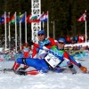 Ванкувер 2010, лыжные гонки: призёры мужского спринта Александр Панжинский (серебро) и Никита Крюков (золото) на финише финального забега. Никита Крюков оказался чуть впереди