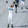 Ванкувер 2010: Олимпийский чемпион в скиатлоне 15 км + 15 км швед Маркус Хельнер на финише дистанции