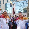 Сочи 2014: эстафета олимпийского огня. Заключительный этап в г. Сочи. Генеральный секретарь ООН Пан Ги Мун и Президент МОК Томас Бах