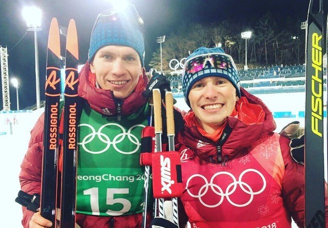 Александр Большунов и Сергей Спицов — серебряные призёры командного спринта в Пхёнчхане