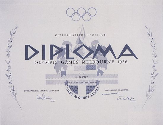 Димплом Олимпийских Игр Мельбурн 1956