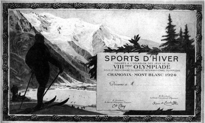 Димплом Олимпийских Игр Шамони 1924