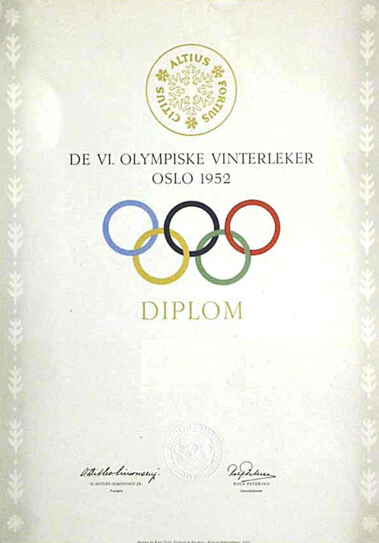 Димплом Олимпийских Игр Осло 1952