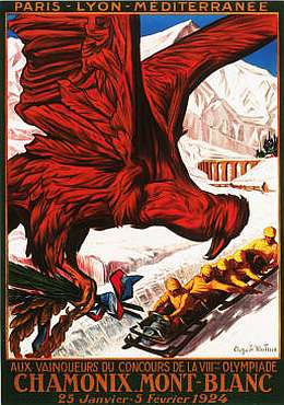 Олимпийский постер, плакат Шамони 1924