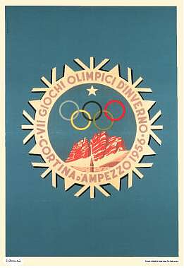 Олимпийский постер, плакат Кортина д`Ампеццо 1956