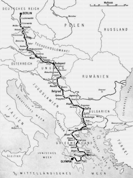 Берлин 1936: маршрут Олимпийского Огня