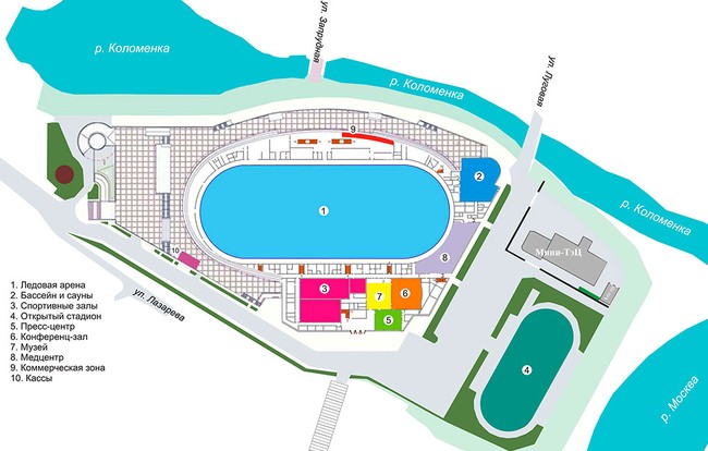 Схема конькобежного центра «Коломна»