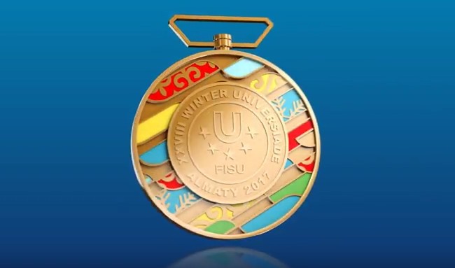 Медали 28-ой зимней Универсиады-2017 в Алматы (Казахстан). Аверс (лицевая сторона)