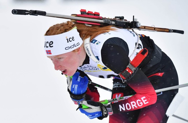 Норвежская биатлонистка Киркеэйде — победительница гонки преследования на третьем этапе Кубка IBU по биатлону в Риднау