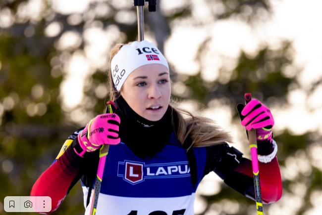 Норвежка Эмили Огхейм Калкенберг — победительница спринта на первом этапе Кубка IBU в Контиолахти