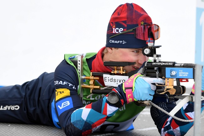 Норвежский биатлонист Исак Фрей — победитель чемпионата Европы 2024 в гонке преследования