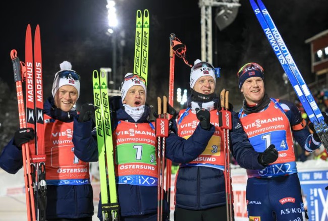 Норвежцы выиграли зачёт мужских эстафет по итогам Кубка мира по биатлону сезона 2023/2024
