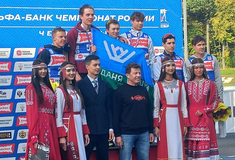 19.09.2026. Чемпионат России по летнему биатлону, Чебоксары: призёры мужского спринта. ©СБР