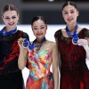 06.09.2026. Kinoshita Group Cup, Токио (Япония): призеры в женском одиночном катании россиянка Александра Игнатова-Трусова (серебро), японка Мао Шимада (золото) и россиянка Анна Фролова (бронза)