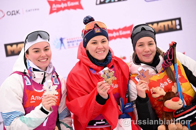 25.01.2025. Кубок России 2024/2025 по биатлону, V этап, Дёмино: призёры женского спринта