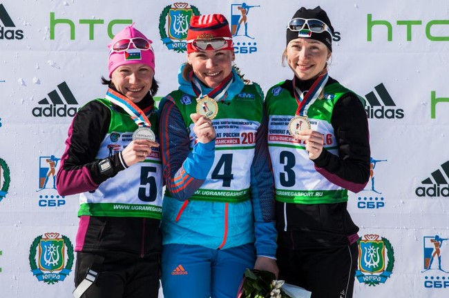 Чемпионат России 2016 по биатлону: призёры женской гонки преследования