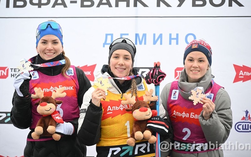 26.01.2025. Кубок России 2024/2025 по биатлону, Дёмино: призёры женского масс-старта