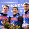 11.09.2025. Чемпионат России по летнему биатлону, Чайковский: призёры мужской индивидуальной гонки Денис Иродов (серебро), Эдуард Латыпов (золото), Карим Халили (бронза). ©СБР