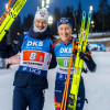 30.11.2024. Кубок мира 2025/2026 по биатлону, I этап, Эстерсунд: серебряные призёры одиночной смешанной эстафеты норвежцы Марен Киркеэйде и Стурла Хольм Лагрейд