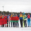 16.03.2025. Чемпионат России 2025 по биатлону, Тюмень: призёры смешанной эстафеты команды Московской области (серебро), Беларуси (золото) и Свердловской области (бронза). ©СБР