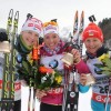 14–12–2013: призёры женской спринтерской гонки на этапе в Анси - Кайса Мякяряйнен (2), Селина Гаспарин (1), Валя Семеренко (3)