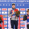 19.12.2025. Кубок Содружества 2025/2026 по биатлону, этап-3, Чайковский: призёры мужского спринта Евгений Сидоров (серебро), Эдуард Латыпов (золото) и Даниил Серохвостов (бронза). ©СБР