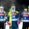 05.12.2025. Кубок Содружества 2025/2026 по биатлону, II этапе Ханты-Мансийск: призёры мужского масс-старта Александр Корнев (серебро), белорус Дмитрий Лазовский (золото) и Александр Поварницын (бронза). ©СБР