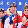 19.12.2025. Кубок Содружества 2025/2026 по биатлону, этап-3, Чайковский: призёры женского спринта Инна Терещенко (серебро), Ирина Казакевич (золото) и Кристина Резцова (бронза). ©СБР