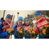 Российская сборная - серебряные призёры мужской эстафеты на 2-ом этапе КМ 2011-2012 по биатлону в Хохфильцине