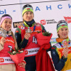 30.11.2025. Кубок России 2025/2026 по биатлону, I этапе Ханты-Мансийск: призёры женской гонки преследования Наталия Шевченко (серебро), Динара Смольская (золото) и Анна Сола (бронза). ©СБР