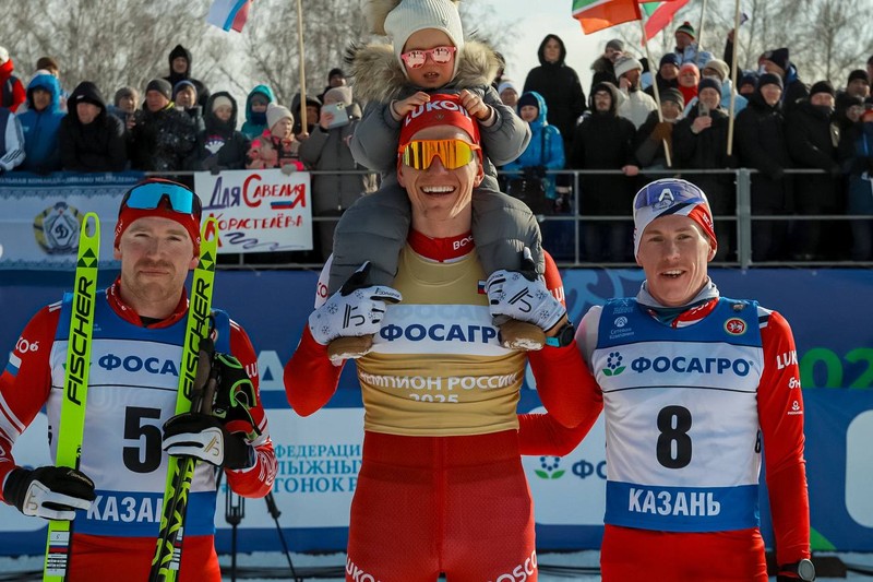 01.03.2025. Чемпионат России 2025 по лыжным гонкам, Казань: призёры мужского скиатлона