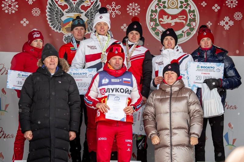 23.11.2024. Кубок России 2024/2025 по лыжным гонкам, I этап, Вершина Тёи: призёры мужской гонки на 15 км классическим стилем