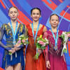 06.03.2026. Фигурное катание. Финал Гран-при России среди юниоров, Челябинск: призёры соревнований среди девушек Лидия Плескачёва (серебро), София Дзепка (золото), Софья Смагина (бронза). ©ФФККР