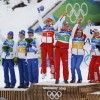 Ванкувер 2010: призёры Олимпийских игр в биатлонной эстафете 4х6 км команды Франции (серебро), России (золото) и Германии (бронза)