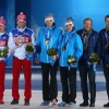 Сочи 2014, лыжные гонки: призёры в мужском командном спринте команды России (серебро), Финляндии (золото) и Швеции (бронза). © Getty Images