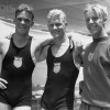Лос-Анджелес 1932: призёры соревнований по прыжкам с трамплина среди мужчин американцы (слева-направо) Гарольд Смит (Harold Smith) - серебро, Мики Галитцен (Mickey Galitzen) - золото, и Ричард Дебенер (Richard Debener) - бронза